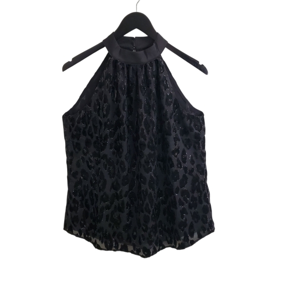 WHBM Leopard Velvet Halter Top Black Size Small 4 - Picture 1 of 10